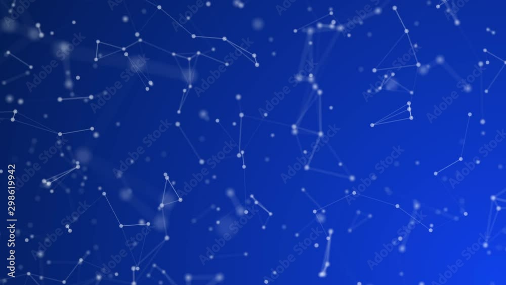 Seamless loop 3D abstract technology background - dots and lines network connection structure in blue space background Seamless loop 3D abstract technology background - dots and lines network connection structure in blue space background