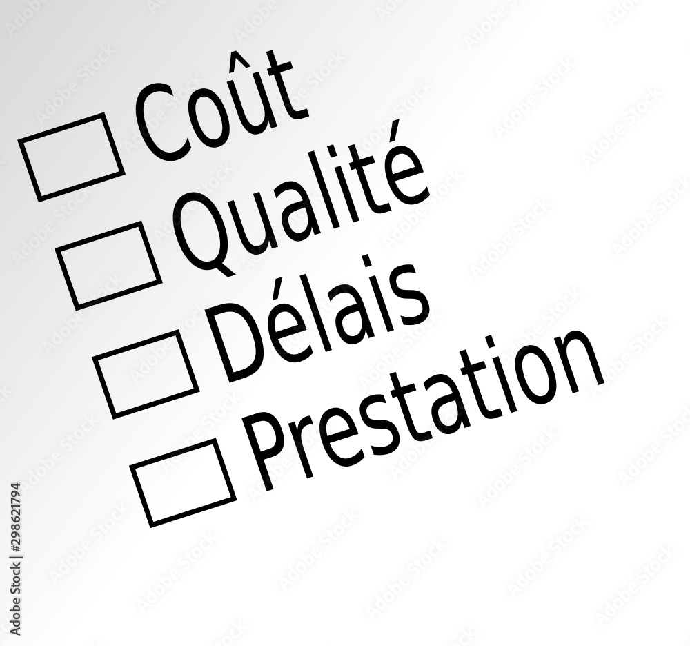 Fototapeta premium questionnaire coût qualité délais prestation