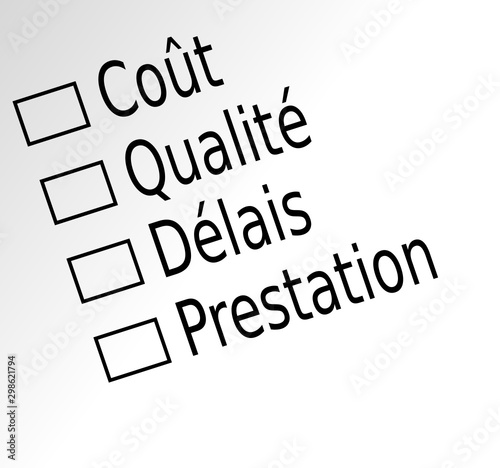questionnaire coût qualité délais prestation