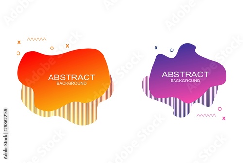 Set of abstract modern fluid graphic elements. Dynamical colored forms and line. Gradient abstract banners with flowing liquid shapes. Template for the design of a logo, flyer or presentation