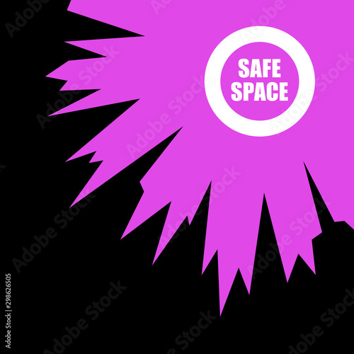 Safe space - ring and circle is protecting inner area, zone and territory against outer danger, offensive insulting and uncomfortable threat. Vector illustration