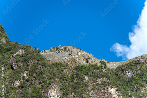 Machu Picchu in Peru is one of the New Seven Wonders of the World. View from the railway to Aguas Calientes