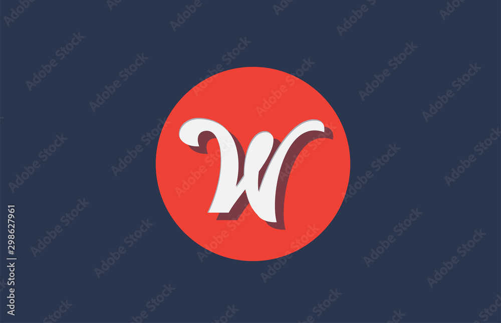 W orange white circle logo letter alphabet for company icon design W orange white circle logo letter alphabet for company icon design