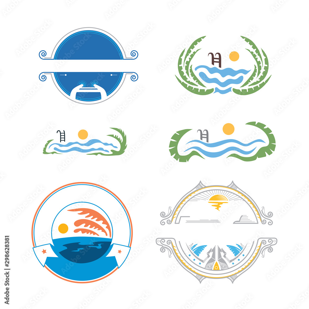 Fototapeta premium Nature, Water and swimming pool Icon collection (Vector Art)
