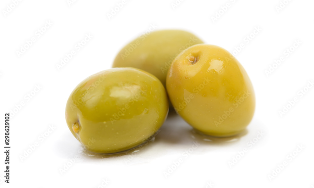 wet green olives in brine drops isolated wet green olives in brine drops isolated