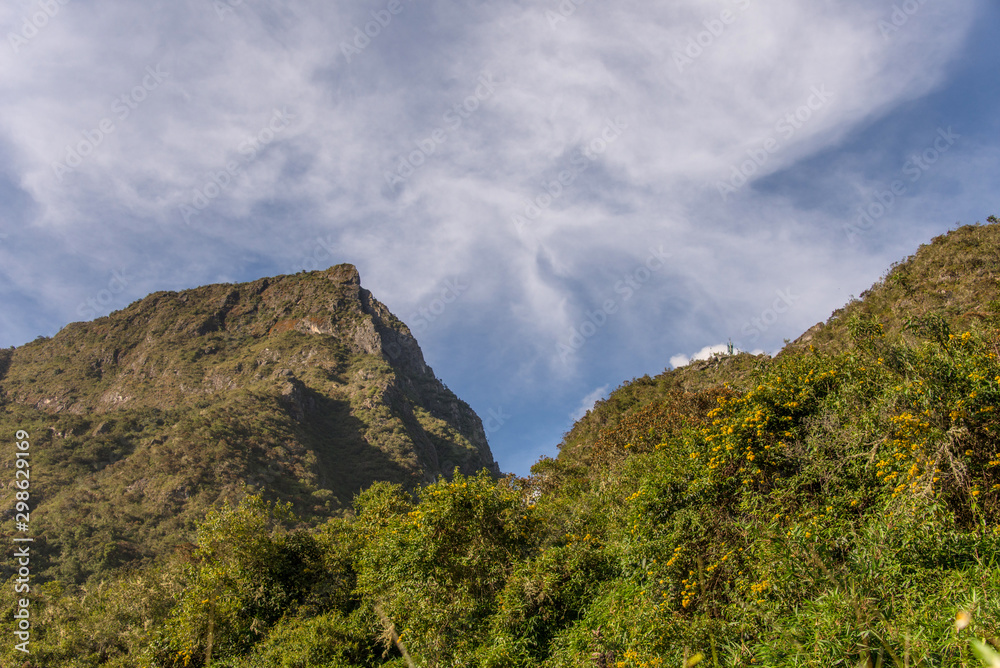Peak of the mountain Machipicchu in Peru