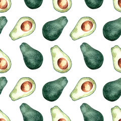 Acrylglasbilder Avocadomuster Aquarell Avocado Muster Buntes Design  © Vasia_illi
