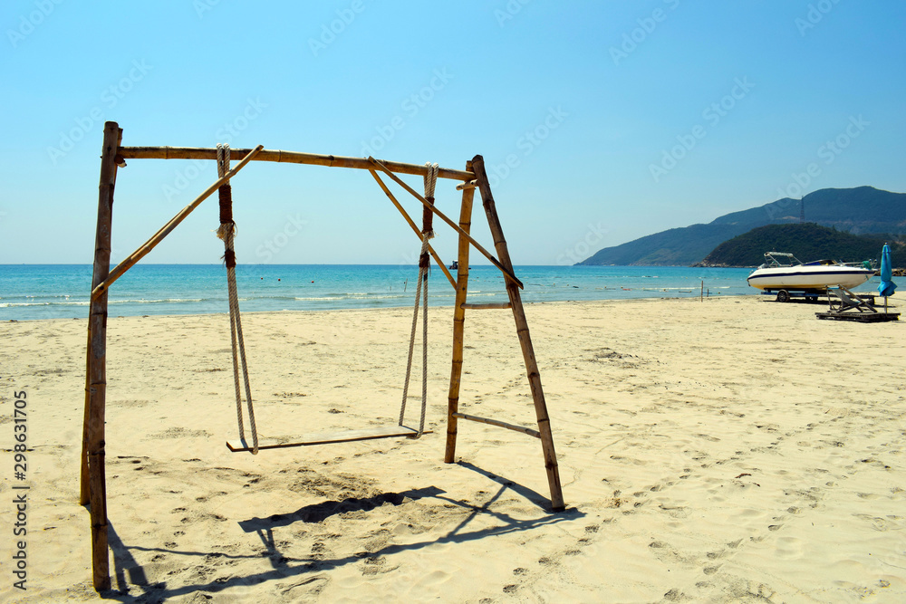 Swing on the beach. Sea view. Tropical island. Swing on the beach. Sea view. Tropical island.