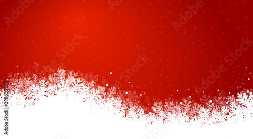 Red Background white snowflakes shine vector illustration eps10