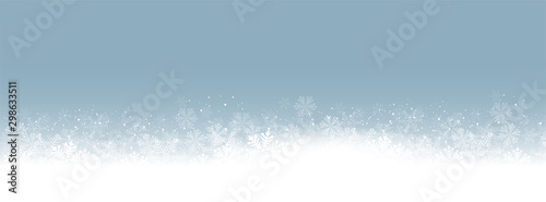 Panorama Blue Background white snowflakes vector illustration eps10