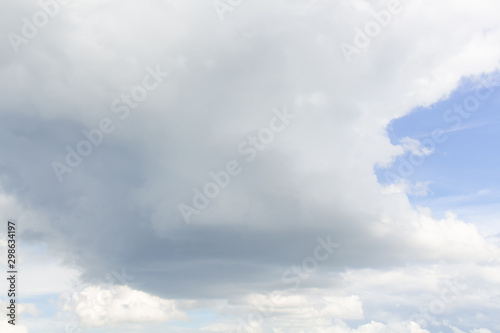 White cumulus clouds in blue sky at daytime. Natural background photo texture