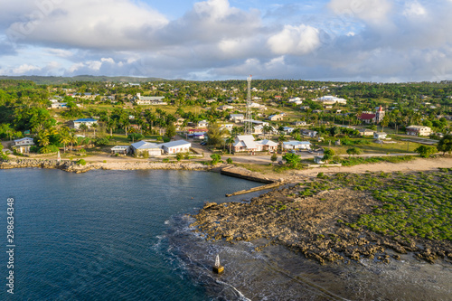 Eua island in Kingdom of Tonga aerial view on ferry port and harbour photo