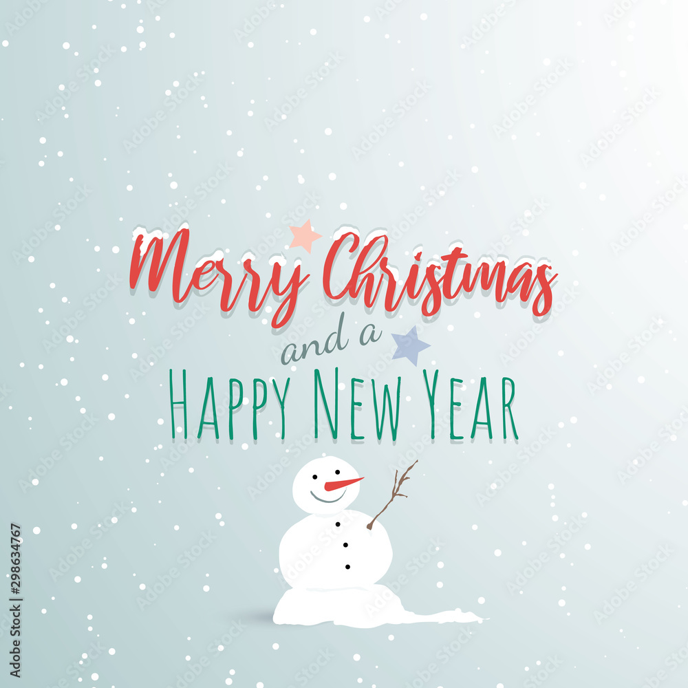 Merry christmas and new year background with snowman Merry christmas and new year background with snowman