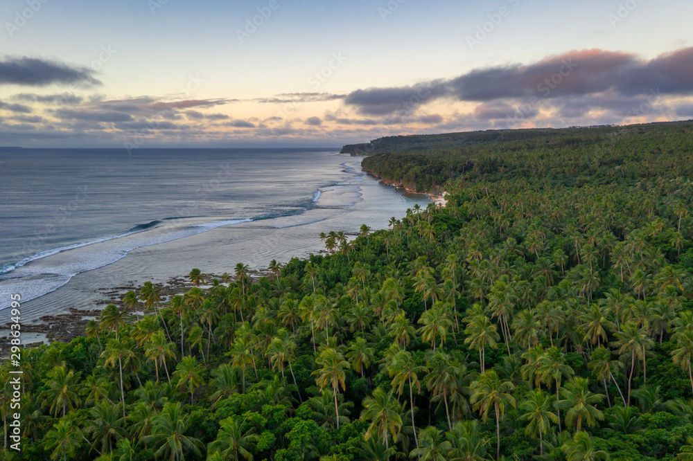 Tropical sunset over Eua island in Kingdom of Tonga aerial photography Tropical sunset over Eua island in Kingdom of Tonga aerial photography