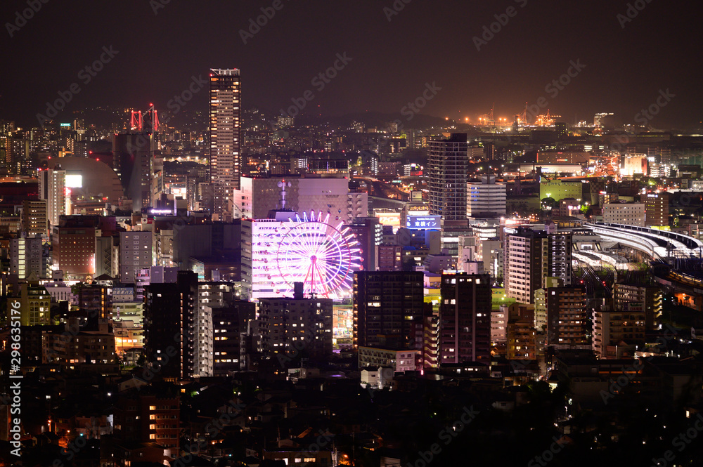 足立山公園から眺める小倉中心街の夜景