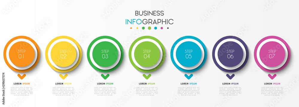 Business infographic element with 7 options, steps, number vector template design
