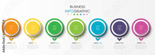 Photographie Business infographic element with 7 options, steps, number vector template desig