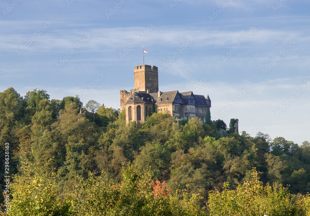 View of the castle Lahneck near Koblenz. Rhineland-Palatinate, Germany, Europe
