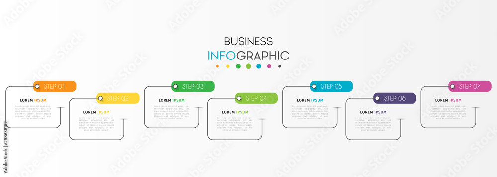 Business infographic element with 7 options, steps, number vector template design Business infographic element with 7 options, steps, number vector template design