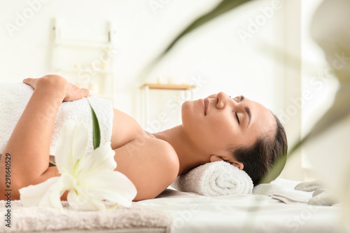 Beautiful woman relaxing in...