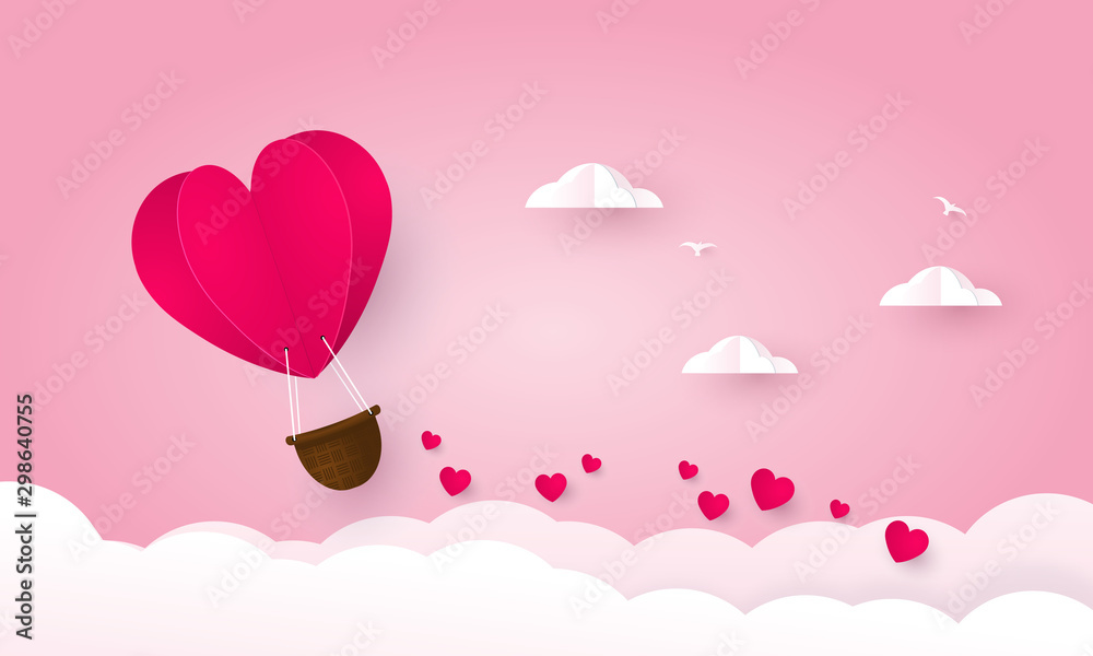 Love and valentine day. Heart air balloon.