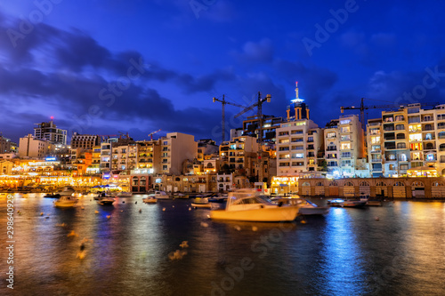 Paceville in St Julian Town at Night in Malta
