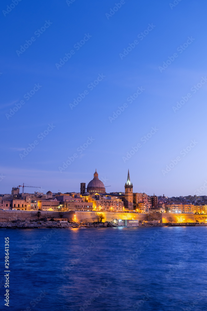 City of Valletta in Malta at Dusk