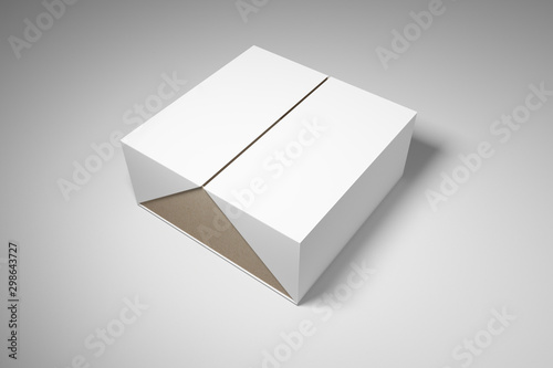 Fold up box packaging mock ups, closed. 3D rendering