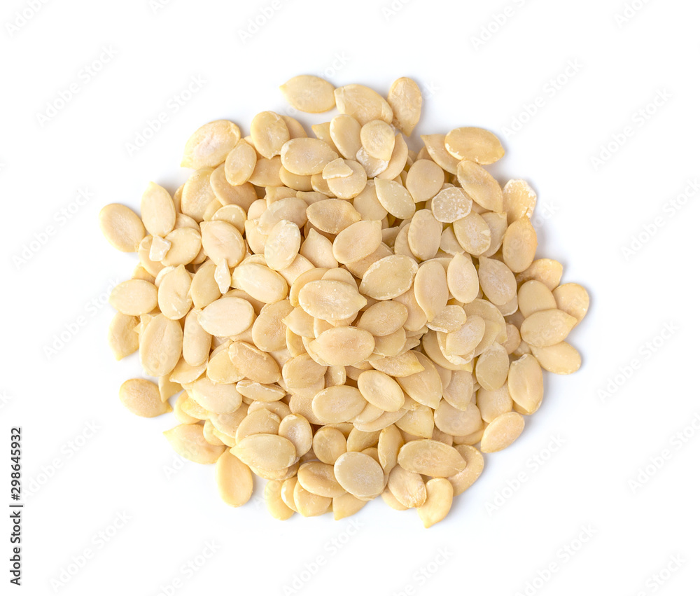 watermelon seeds isolated on white background. top view watermelon seeds isolated on white background. top view