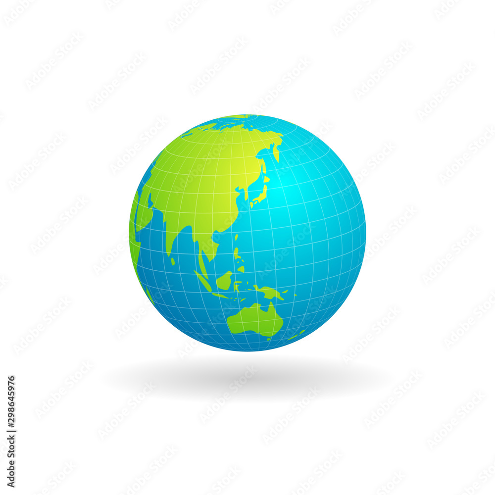 Asia continent's globe vector design isolated white background