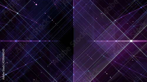 4k. Abstract background. Futuristic technology. Neon lines. Square pattern. Geometric shapes. 3D animation. Violet color. 3840x2160
