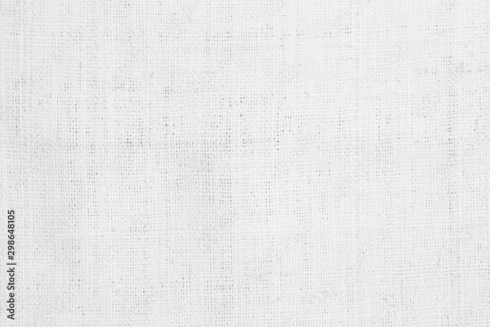 Fototapeta premium White abstract cotton towel mock up template fabric on background. Cloth Wallpaper of artistic grey wale linen canvas texture. Cloth Blanket or Curtain of pattern and copy space for text decoration.