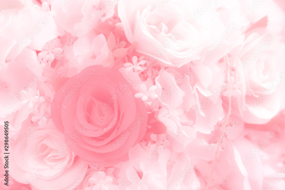 Blurred of rose flowers pink blooming. in the pastel color style for background. Stained glass pictures Blurred of rose flowers pink blooming. in the pastel color style for background. Stained glass pictures