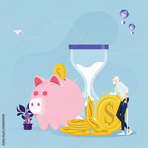 Old businessman with Retirement money-Financial plan concept