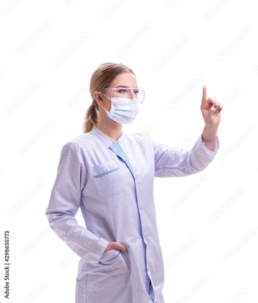 Young woman doctor isolated on white background Young woman doctor isolated on white background