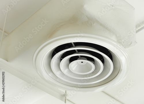 Air Ventilating tube installed on the ceiling of the office building.