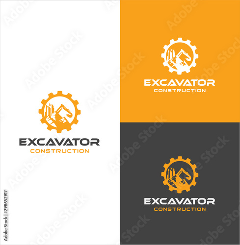 Excavator logo template vector illustration. Heavy equipment logo vector for construction company. Creative excavator and Backhoe logo design illustration .