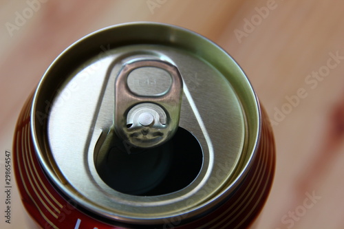 close up topview opened aluminum can