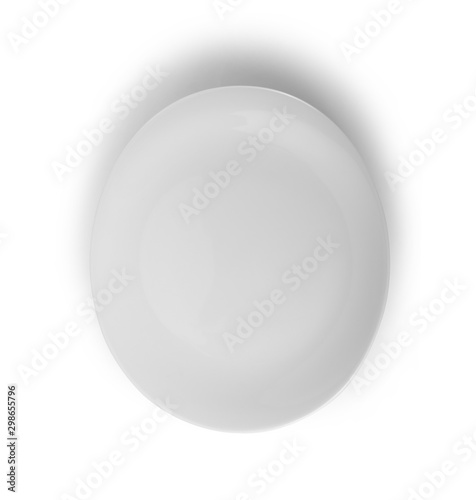 empty white plate isolated on white background