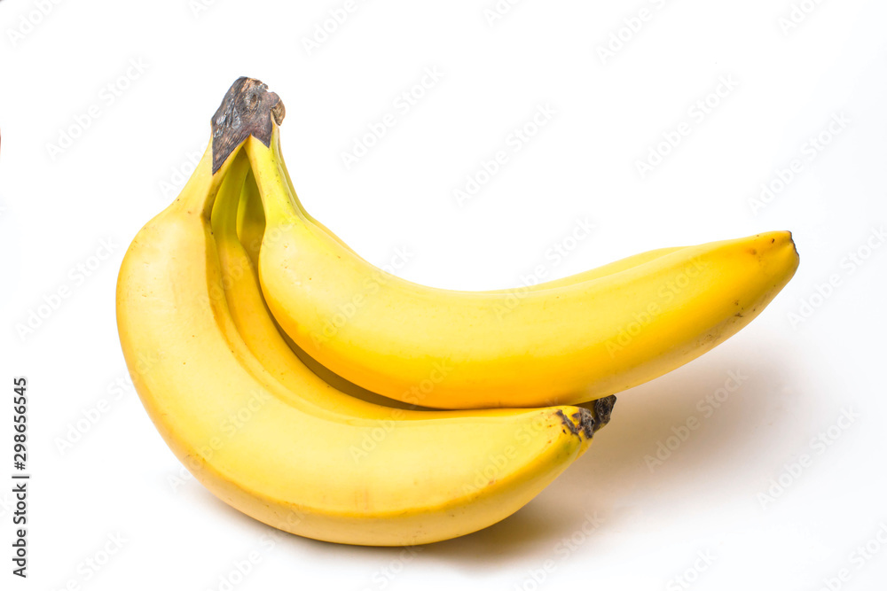 Bunch of ripe yellow bananas on a white background isolate Bunch of ripe yellow bananas on a white background isolate