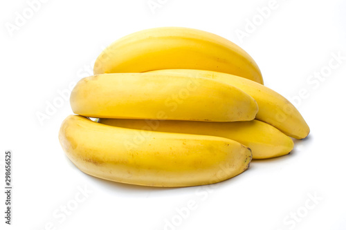 Bunch of ripe yellow bananas on a white background isolate