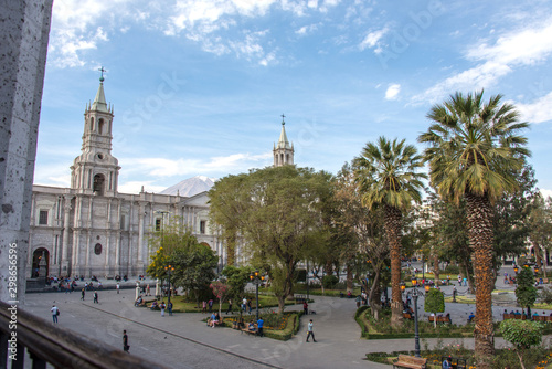 Plaza de Armas and Basilica Cathedral of Arequipa (Peru)