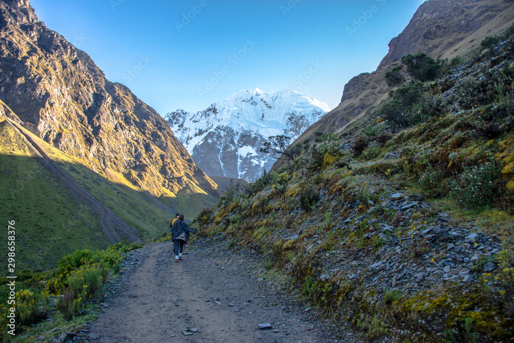 Panoramic view of the Andes. Ascent to the foot of Mount Salkantay (Peru)