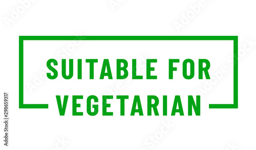 Suiatable for vegetarian icon. Organic, bio, eco symbol. No meat, vegetarian, healthy and nonviolent food. Rectangular green vector illustration for stickers, labels and logos