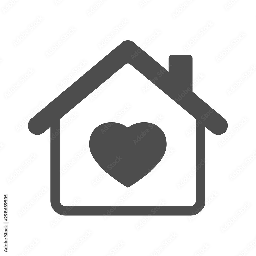 Smart house automation control system symbol with heart. Smart home technology silhouette vector icon isolated on white background. Modern infographic icon for web, mobile apps and ui design Smart house automation control system symbol with heart. Smart home technology silhouette vector icon isolated on white background. Modern infographic icon for web, mobile apps and ui design