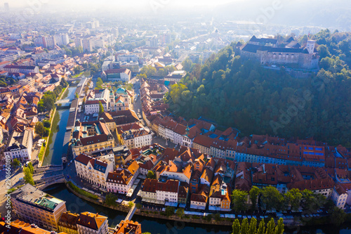 Aerial view of Ljubljana city, Slovenia photo
