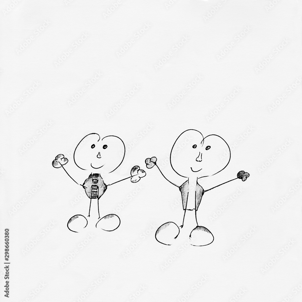 People friendship concept with Stick figures - Drawing People friendship concept with Stick figures - Drawing