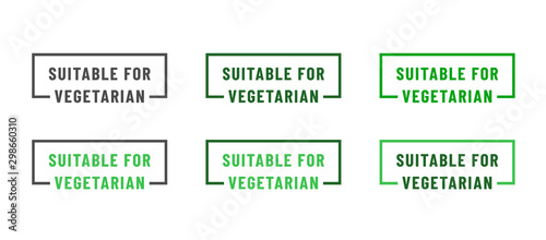 Suiatable for vegetarian icons. Organic, bio, eco symbols. No meat, vegetarian, healthy and nonviolent food. Rectangular green vector illustrations for stickers, labels and logos