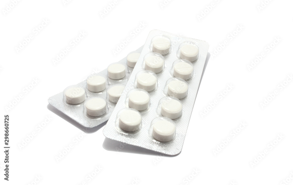 Packed pills isolated on white background. medicine tablets, medical concept. Packed pills isolated on white background. medicine tablets, medical concept.