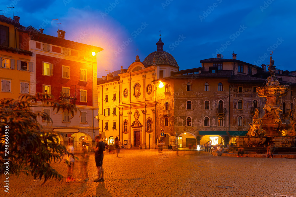 Evening view of the streets of Trento. Italy